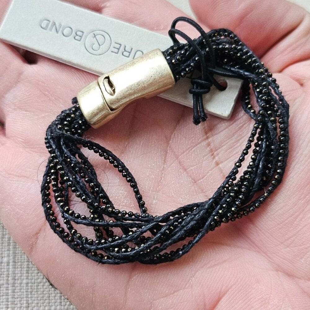 Treasure & Bond Bracelet Black/Gold Tone Women Wrist Band Magnet Closure New $35